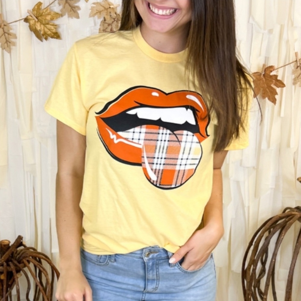 NEW Plaid Lips Tee